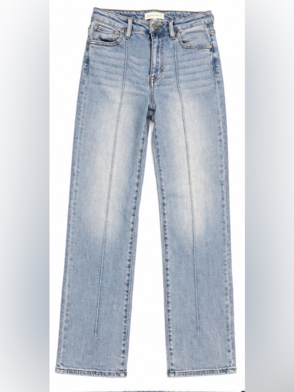 Risen Jeans Light Wash High Rise Straight Leg Front Seam Jeans Size 7/28